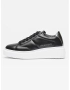Valentino Скосени кожени спортни обувки с лого - Черен/Сребрист