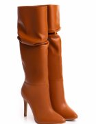 Vanilla Cizme de piele cu design drapat Espresso Whisper