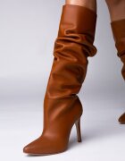 Vanilla Cizme de piele cu design drapat Espresso Whisper