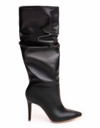 Vanilla Cizme din piele cu design drapat Obsidian Whisper