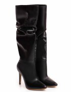 Vanilla Cizme din piele cu design drapat Obsidian Whisper