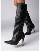 Vanilla Cizme din piele cu toc si textura tip crocodil Midnight Charm