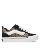 Vans Детски кецове - модел Knu Skool - естествена кожа - черно/кафяво с леопардов принт