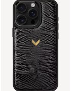 VELANTE OFFICIALE Унисекс кожен калъф Solstice с шагрен за iPhone 16 Pro Max - Черен