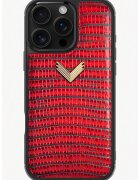 VELANTE OFFICIALE Унисекс кожен калъф за iPhone 16 Pro Max - Червен