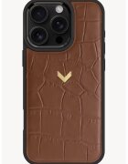 VELANTE OFFICIALE VELANTE - Кожен калъф за iPhone 16 Pro Max с шагрен - Кафяв