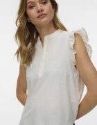 Vero Moda Блуза без ръкави от органичен памук и лен с дипли Бял