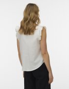 Vero Moda Блуза без ръкави от органичен памук и лен с дипли Бял