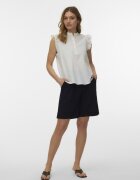 Vero Moda Блуза без ръкави от органичен памук и лен с дипли Бял