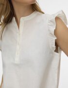 Vero Moda Блуза без ръкави от органичен памук и лен с дипли Бял
