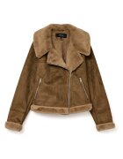 Vero Moda Дамско палто изкуствена кожа цип кафяво полиестер