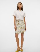 Vero Moda Къса флорална пола на пластове Мандарина/Бледозелен/Мръснобял