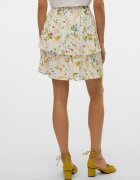 Vero Moda Къса флорална пола на пластове Мандарина/Бледозелен/Мръснобял