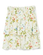 Vero Moda Къса флорална пола на пластове Мандарина/Бледозелен/Мръснобял