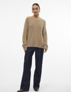 Vero Moda Мъхест свободен пуловер с деколте тип лодка Камел