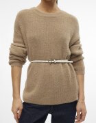 Vero Moda Мъхест свободен пуловер с деколте тип лодка Камел