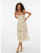 Vero Moda Миди рокля с тънки презрамки - Бял/Зелен