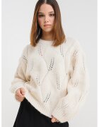 Vero Moda Пуловер с плетена дантела - Слонова кост