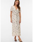 Vero Moda Риза на точки с връзка - Слонова кост/Черен