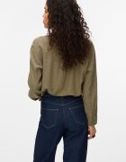 Vero Moda Риза с лен с остра яка Тъмно каки
