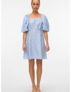 Vero Moda Рокля с бухнали ръкави и десен - Червен/Бял/Лавандула