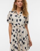 Vero Moda Рокля тип риза от органичен памук с връзка Крем/Тъмносин