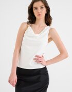 Vero Moda Топ с драпирано деколте Мръснобял
