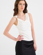 Vero Moda Топ с драпирано деколте Мръснобял