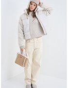 Vero Moda Ватирано зимно яке с плюшени панели - Крем