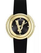 Versace Дамски часовник Thea - черна кожа - 38 мм - водоустойчив 5 ATM - черно/златно