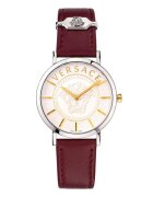 Versace Дамски часовник - VEK400221 - Неръждаема стомана/Естествена кожа - Червен/Сребрист