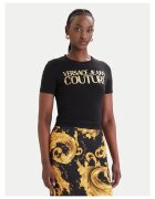 Versace Jeans Couture Дамска тениска - вталена кройка - памук/еластан - черна