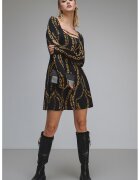 Versace Jeans Couture Къса рокля с дълги ръкави - Златист/Черен