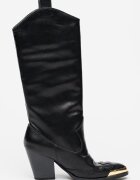 Versace Jeans Couture Кожени ботуши с ток Черен