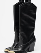 Versace Jeans Couture Кожени ботуши с ток Черен