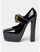 Versace Jeans Couture Лачени обувки с масивен ток - Черен