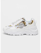Versace Jeans Couture Скосени спортни обувки с кожа - Бял/Светлокафяв