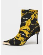 Versace Jeans Couture Текстилни боти с ток стилето - Черен/Жълт