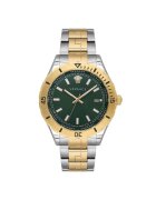Versace Мъжки часовник модел VE3A00720 - 42 мм - стоманена каишка - зелен циферблат - златист/сребрист - водоустойчив 5 ATM