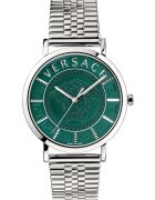 Versace Мъжки часовник V-Essential - метален - 40 мм - 5 АТМ - сребрист/зелен