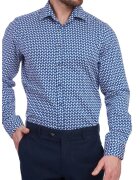 W Wegener Мъжка риза - slim fit 5960 - тъмносиня