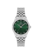 Wesse Дамски часовник WWL1088B06 - 36мм - стоманена каишка - сребрист - зелен циферблат - 5ATM