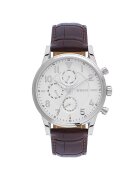 Wesse Мъжки часовник модел WWG200605 - сребрист - кафява каишка - водоустойчивост 5 ATM - кварцов механизъм