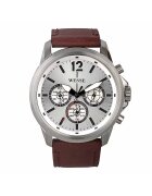 Wesse Мъжки часовник модел WWG400504L - сребрист - сив - кафява каишка - кварцов механизъм - водоустойчивост 3 ATM