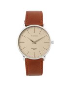 Wesse Мъжки часовник модел WWG400805L - сребрист - кафява каишка - водоустойчивост 5 ATM - кварцов механизъм