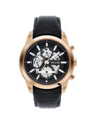 Wesse Мъжки часовник модел WWG401005L - с кварцов механизъм - водоустойчив 5 ATM - черна каишка - кръгъл стоманен корпус