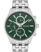 Wesse Мъжки часовник WWG206406 - 44 мм - стоманена каишка - зелен циферблат - водоустойчив 5 ATM