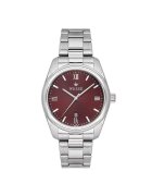 Wesse Мъжки часовник WWG209705 - 41мм - стоманена каишка - бордо циферблат - водоустойчив 5 ATM - сребрист