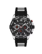 Wesse Мъжки часовник WWG401802 - 46 мм - силиконова каишка - кръгъл корпус - водоустойчив на 5 ATM - черен/сребрист