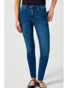 Wrangler Дамски дънки - висока талия - тъмносин - еластичен деним - памук/еластан